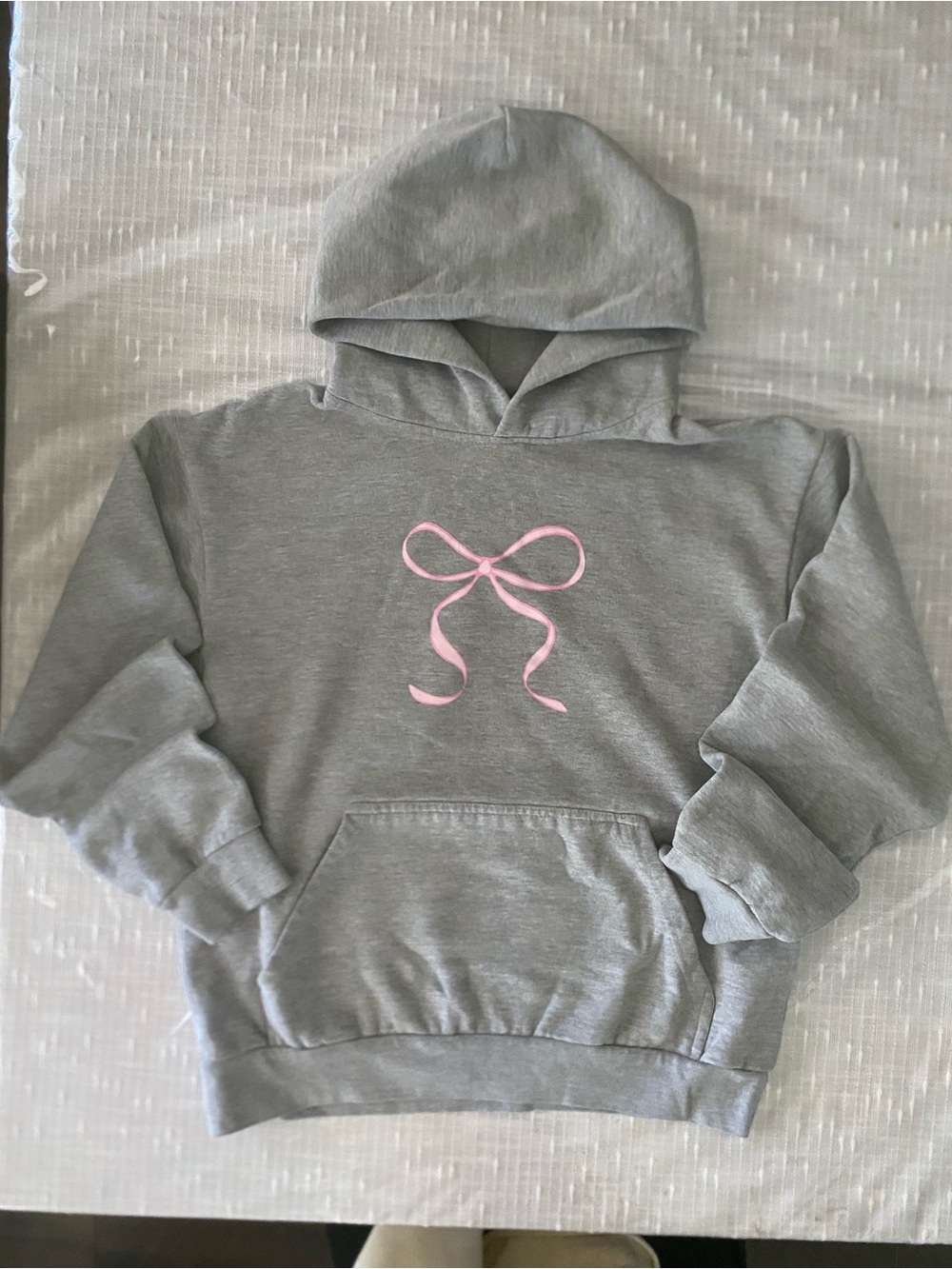PacSun Girls Grey Hoodie with Pink Bow Design